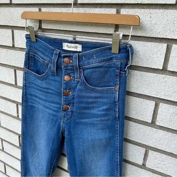 Madewell 10” High Rise Skinny Jeans Size 25 Blue Button Fly Raw Hem Tencel Denim - Picture 3 of 12